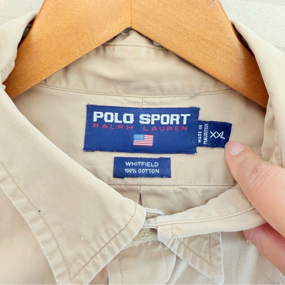 Polo Sport Men Whitfield long sleeve button-down shirt Khaki  Cotton Size XXL - Picture 8 of 12